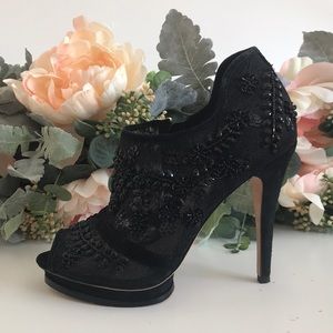 BCBGMAXAZRIA beaded sequin peeptoe bootie
